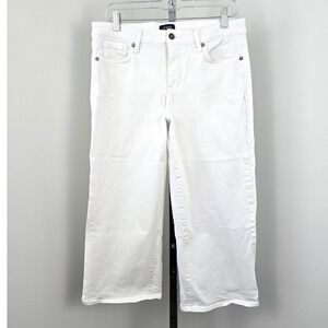 NYDJ Lift x Tuck Cropped 5-Pocket Straight‎ Leg White Jeans 12